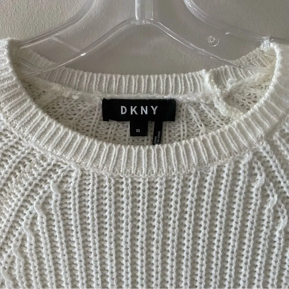 DKNY | White Black Gold Long Sleeve Sweater Top
